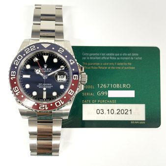 Authentic Rolex GMT-Master II Stainless Steel 126710BLRO - "Pepsi" Bezel" Oyster