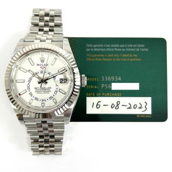 Rolex Sky-Dweller 336934, Jubilee Bracelet, Intense White Dial, Fluted Bezel