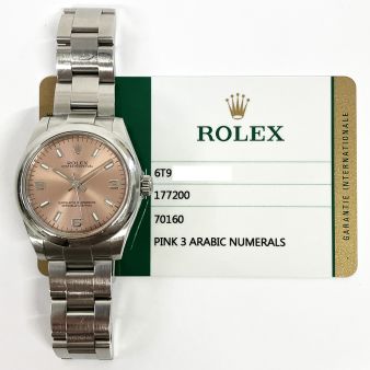 2014 Rolex Oyster Perpetual 31 177200, Steel, Pink Dial, Box & Papers