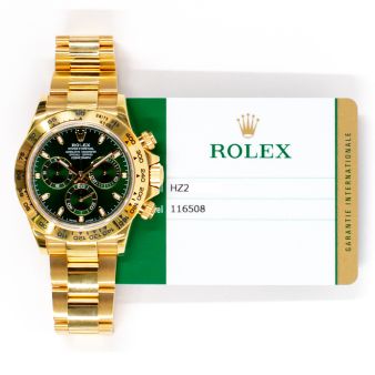 2017 Rolex Cosmograph Daytona, 116508, Yellow Gold, 40mm, Bright Green "John Mayer" Dial, Box & Papers