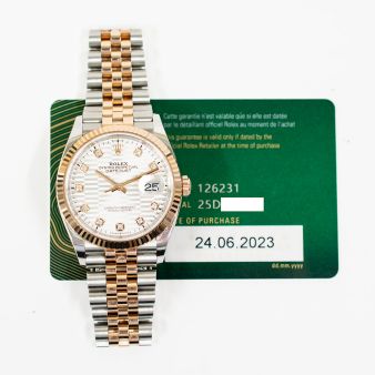 2023 Rolex Datejust 36, 126231,  Steel & Gold, Silver Fluted Motif Diamond, Jubilee Bracelet, Box & Papers 