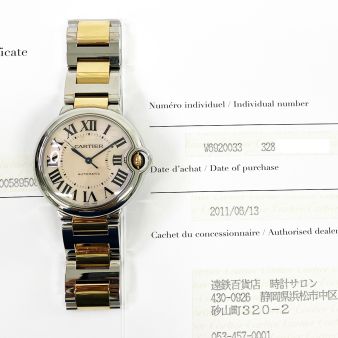 2011 Cartier Ballon Bleu de Cartier W6920033, 36mm, Steel & Rose Gold, Pink Mother of Pearl Roman, Papers Only