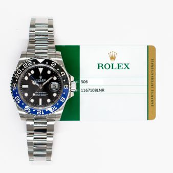 2017 Rolex GMT-Master II, 116710BLNR, 40mm,  Steel, Black & Blue "Batman" Bezel, Black Dial, Oyster Bracelet, Box & Papers