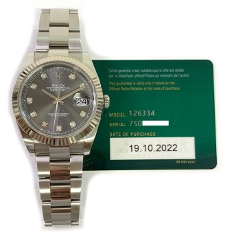 Rolex Datejust 41, Slate Diamond Dial, Steel & White Gold, 126334