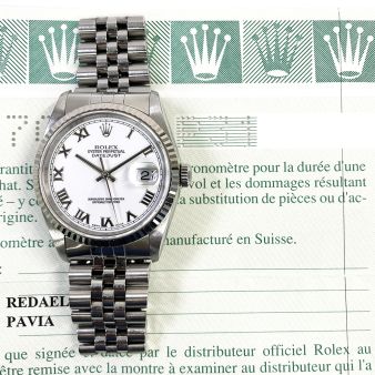 2000 Rolex Datejust 36 16234, Steel & White Gold, White Roman, Box Only