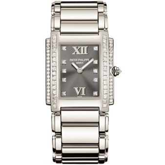 Patek Philippe Twenty~4 4910/20G-010 Wristwatch, Grey Diamond Dial, White Gold Bracelet