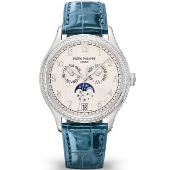 Patek Philippe 4947G-010 Wristwatch, Silver Dial, Blue Leather Strap