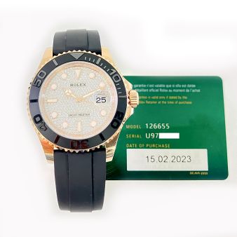 Rolex Yacht-Master 40 126655 Wristwatch, Rotatable Bezel, Diamond Pave Dial, Oysterflex Bracelet