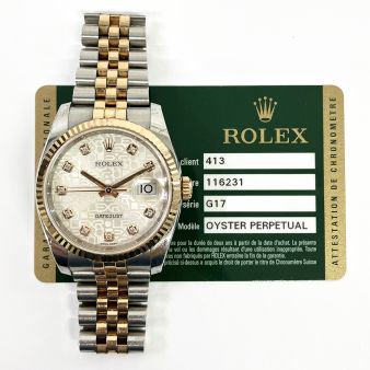 2011 Rolex Datejust 36 116231, Steel & Rose Gold, Silver Jubilee Diamond, Box & Papers 