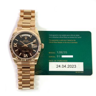 Rolex Day-Date 36 128235 Rose Gold President Watch - Eisenkiesel Diamond Roman Dial