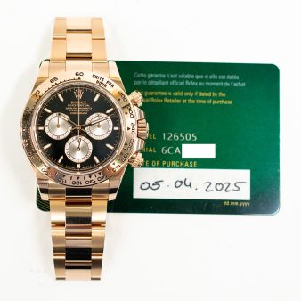 2025 Rolex Cosmograph Daytona 126505, 40mm, Rose Gold, Black Dial, Oyster Bracelet, Box & Papers