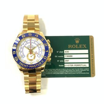 Rolex Yacht-Master II 116688 Wristwatch, Oyster Bracelet, White Dial, Blue Bezel