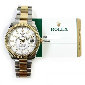 2017 Rolex Sky-Dweller 326933, 42mm, Steel & Gold, White Dial, Box & Papers