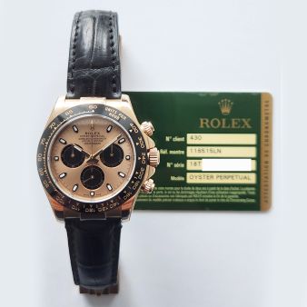 2013 Rolex Cosmograph Daytona, 116515LN, 40mm, Rose Gold, Pink & Black Dial, Box & Papers