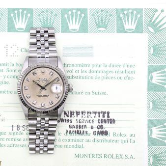1996 Rolex Datejust 36, 16234, Steel & Gold, Silver Diamond Dial, Jubilee Bracelet, Papers Only