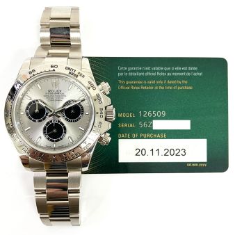 2023 Rolex Cosmograph Daytona, 40mm, White Gold, Steel & Black Dial, 126509, Box & Papers