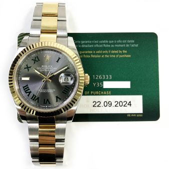 Rolex Datejust 41 126333 Wristwatch Oyster Bracelet Slate Roman Dial Fluted Bezel