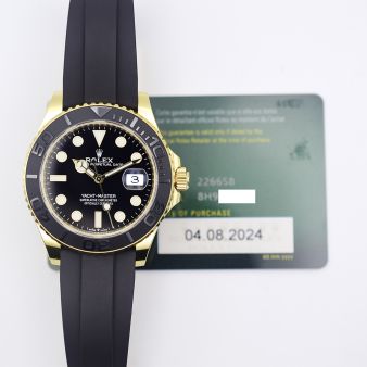 2024 Rolex Yacht-Master 42, 226658, Yellow Gold, Black Dial, Oysteflex Bracelet, Box & Papers
