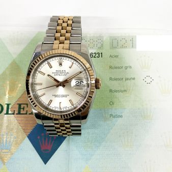 2005 Rolex Datejust 36 116231, Steel & Rose Gold, Silver Dial, Box & Papers 