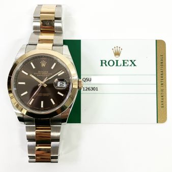 2017 Rolex Datejust 41 126301, Steel & Rose Gold, Chocolate Index, Box & Papers
