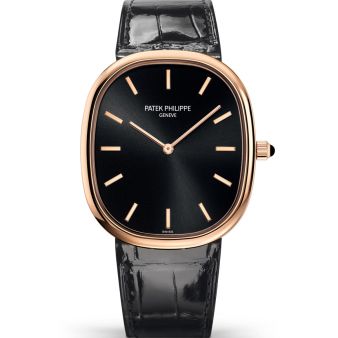 Patek Philippe Golden Ellipse 5738R-001 Wristwatch, Black Dial, Black Leather Strap