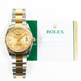 2019 Rolex Datejust 36, 126233, Steel & Gold, Champagne Jubilee Diamond Dial, Oyster Bracelet, Box & Papers