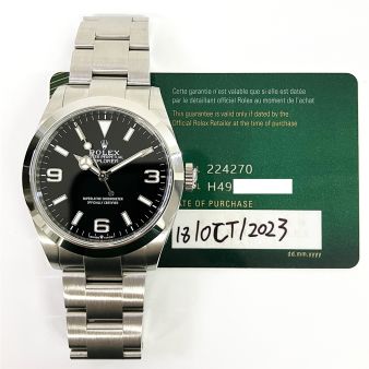 2023 Rolex Explorer 224270, 40mm, Steel, Black Dial, Box & Papers