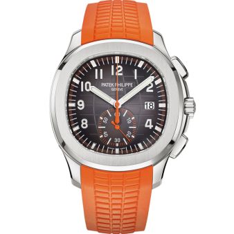 Patek Philippe Aquanaut Chronograph 5968A-001 Wristwatch, Black Dial, Orange Rubber Bracelet