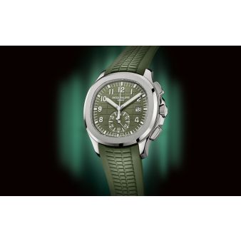 Patek Philippe Aquanaut Chronograph 5968G-010 Wristwatch, Green Dial, Green Rubber Bracelet
