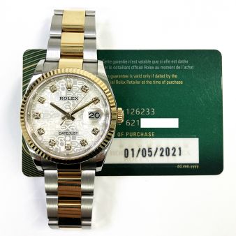 2021 Rolex Datejust 36, 126233, Steel & Gold, Silver Jubilee Diamond, Oyster Bracelet, Box & Papers