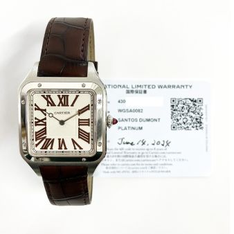 2024 Cartier Santos de Cartier WGSA0082, 46.6mm, Platinum, White Roman, Box & Papers