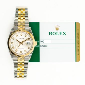 2018 Rolex Datejust 36, 126233, Steel & Gold, Silver Jubilee Diamond, Jubilee Bracelet, Box & Papers