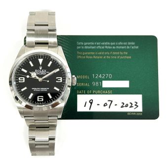 Rolex Explorer, Black Dial, Steel, 124270