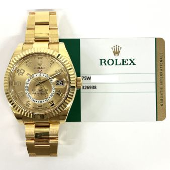 2016 Rolex Sky Dweller 326938, 42mm, Yellow Gold, Champagne Sunray Arabic, Box & Papers