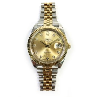 2017 Rolex Datejust 41 126333, Steel & Yellow Gold, Champagne Diamond, Box & Papers