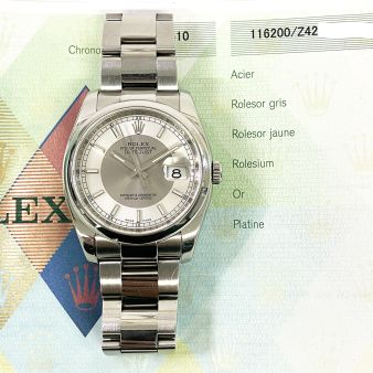 2007 Rolex Datejust 36 116200, Steel, Silver "Tuxedo" Dial, Box & Papers