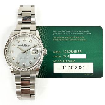 2021 Rolex Datejust 36, White Gold & Stainless Steel, Mother of Pearl Diamond, 126284RBR, Box & Papers