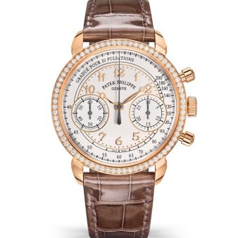 Patek Philippe Complications Chronograph 7150/250R-001 Wristwatch, Leather Strap, White Dial