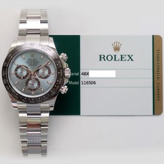 2020 Rolex Cosmograph Daytona, 116506, 40mm, Platinum, Ice Blue Dial, Oyster Bracelet, Box & Papers