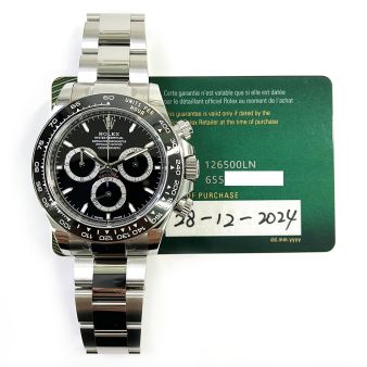 2024 Rolex Cosmograph Daytona 126500LN, 40mm, Steel, Black Dial, Box & Papers