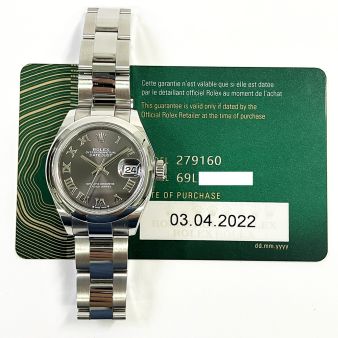2022 Rolex Lady-Datejust 28 279160, Steel, Dark Grey Roman, Box & Papers