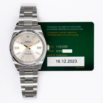 2023 Rolex Oyster Perpetual 41, 124300, Steel, Silver Dial, Oyster Bracelet, Box & Papers