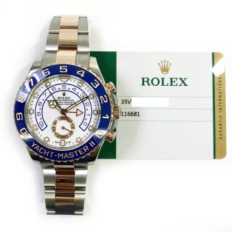 2019 Rolex Yacht-Master II 116681, 44mm, Steel & Gold, White Dial, Oyster Bracelet, Box & Papers