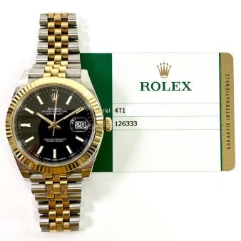 Rolex Datejust 41 126333 Wristwatch, Jubilee Bracelet, Black Dial, Fluted Bezel