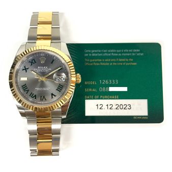 Rolex Datejust 41 126333 Wristwatch Oyster Bracelet Slate Roman Dial Fluted Bezel