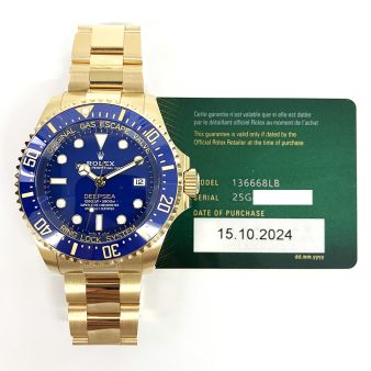 2024 Rolex Deepsea, 44mm, Yellow Gold, Blue Dial, 136668LB, Box & Papers