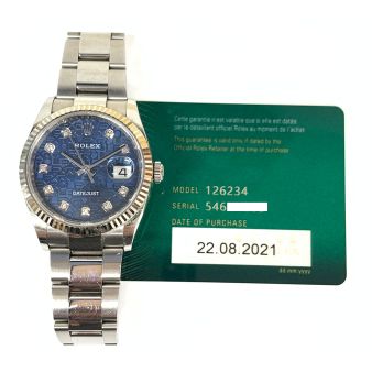 Rolex Datejust 36 126234-0012 blue jubilee diamond dial Oyster bracelet