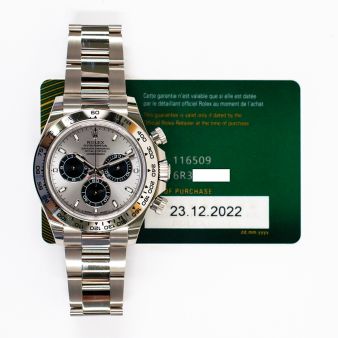 2022 Rolex Cosmograph Daytona, 116509, 40mm, White Gold, Steel & Black Dial, Oyster Bracelet, Box & Papers