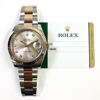 2017 Rolex Datejust 41 126331, Steel & Rose Gold, Sundust Diamond, Box & Papers