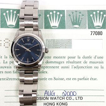 2000 Rolex Oyster Perpetual 31 77080, Steel, Blue Arabic, Box & Papers